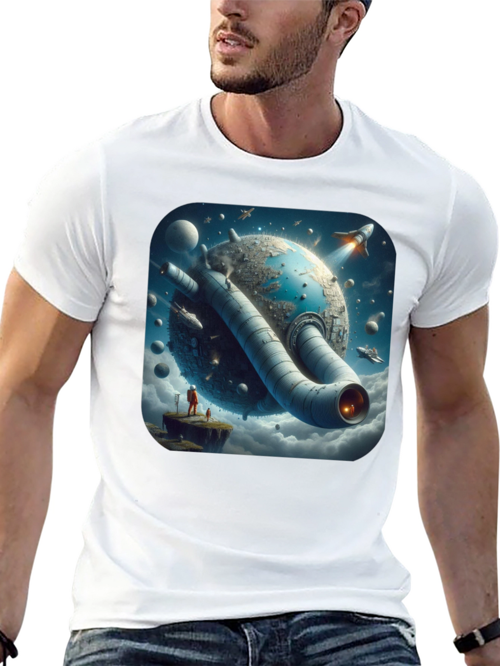 Sci-Fi Planet T-Shirt - Futuristic Graphic Tee