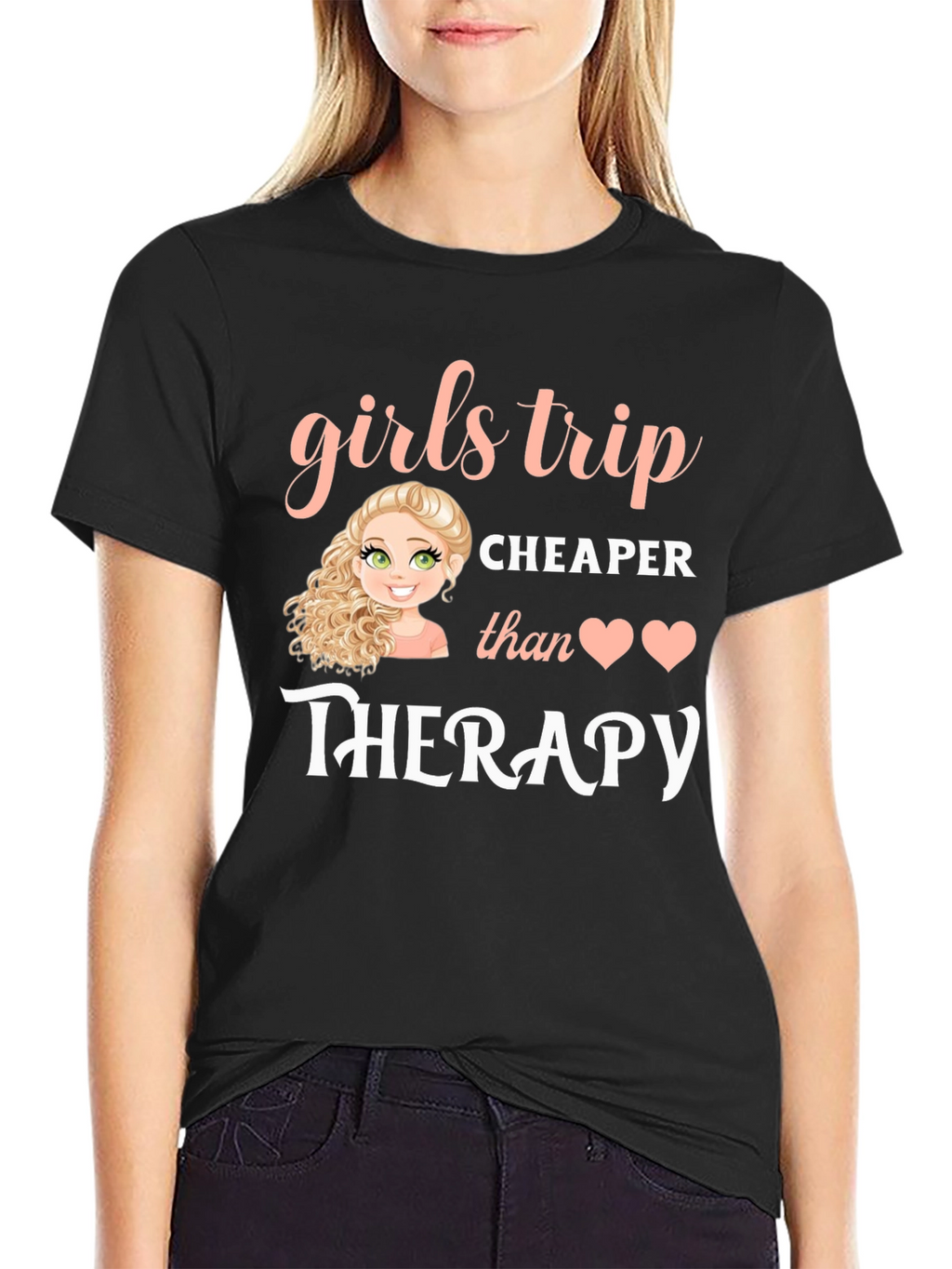 Girls Trip Therapy T-Shirt - Black Cotton Tee