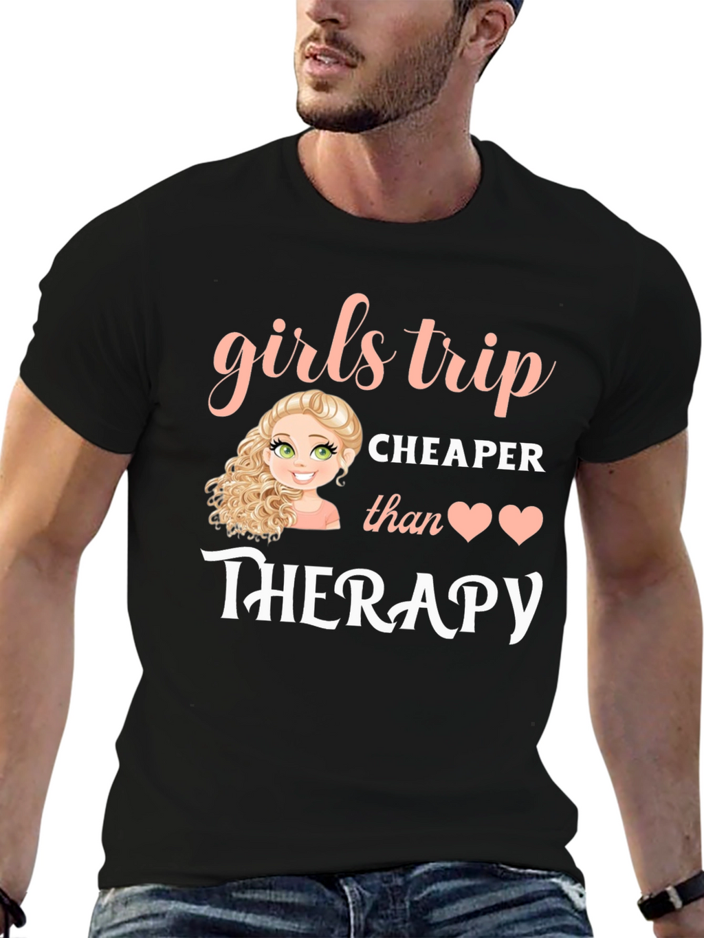 Girls Trip Therapy T-Shirt - Black Cotton Tee