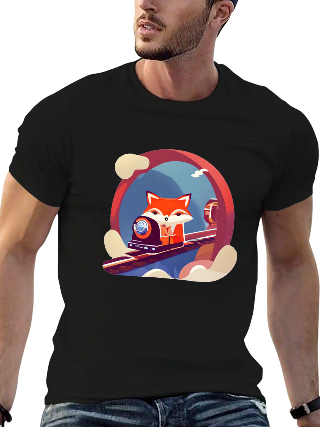 Fox Train T-Shirt - Cool Graphic Tee