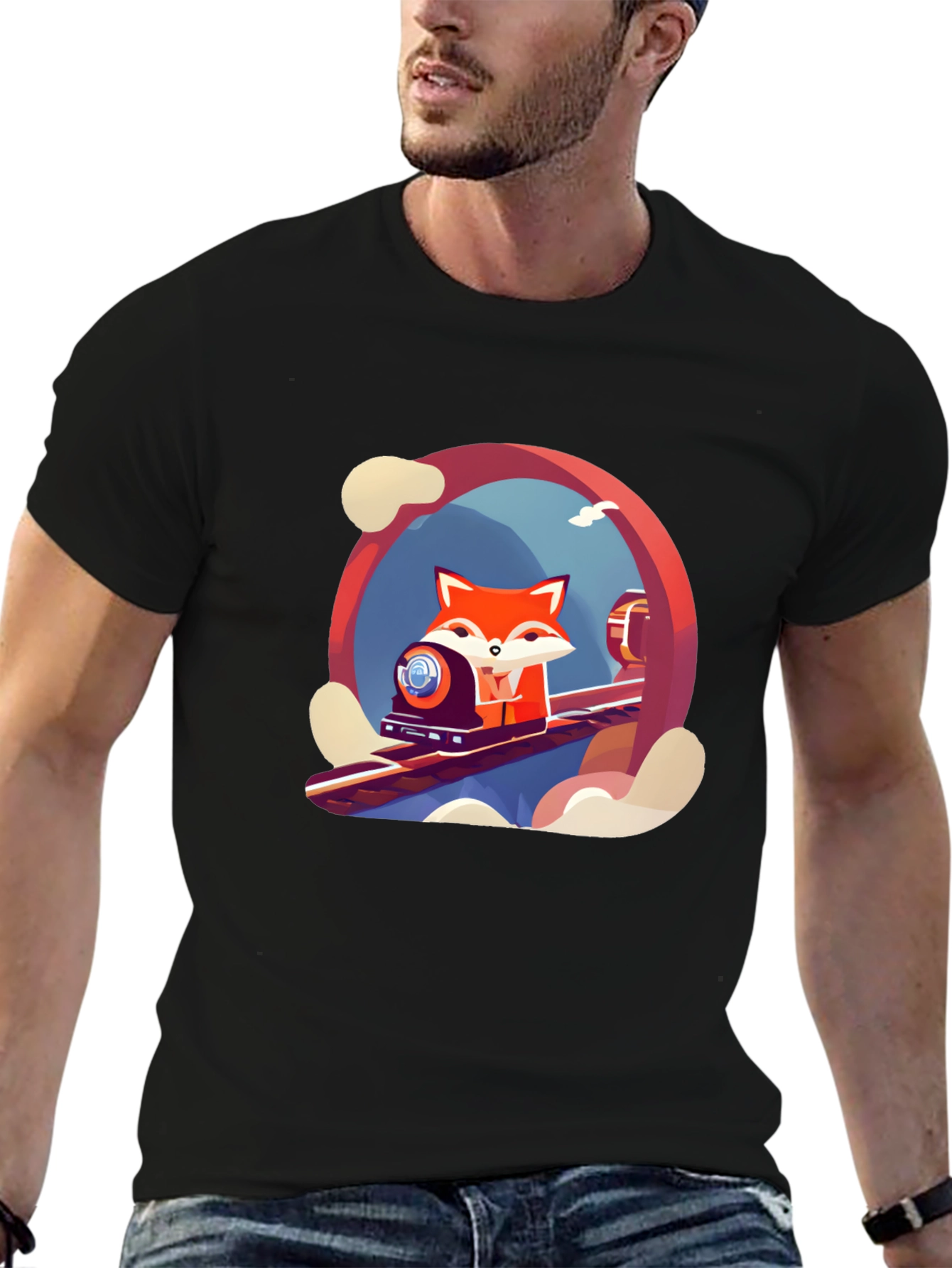 Fox Train T-Shirt - Cool Graphic Tee