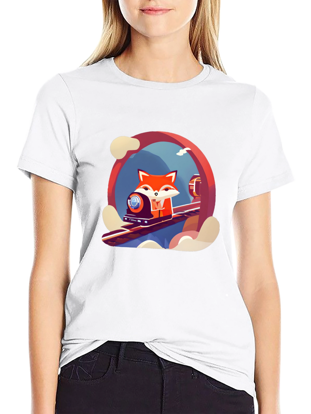 Fox Train T-Shirt - Cool Graphic Tee
