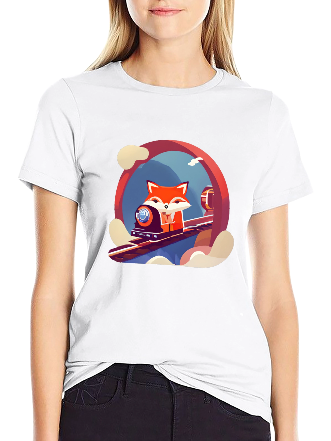 Fox Train T-Shirt - Cool Graphic Tee