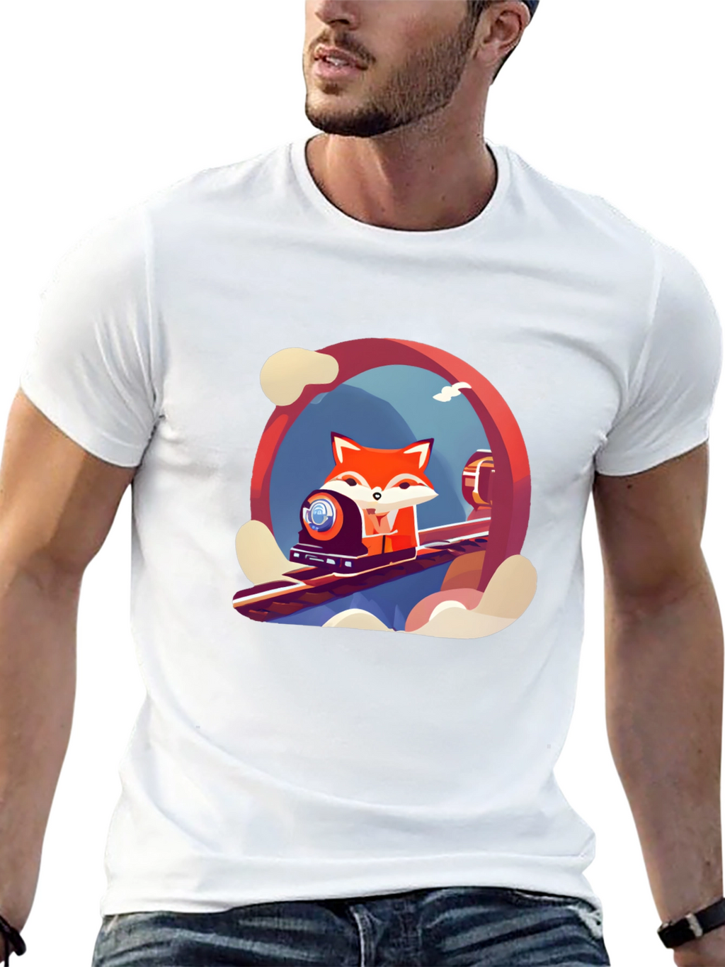 Fox Train T-Shirt - Cool Graphic Tee