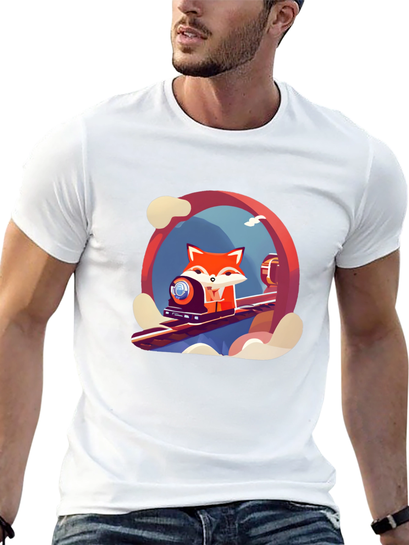 Fox Train T-Shirt - Cool Graphic Tee