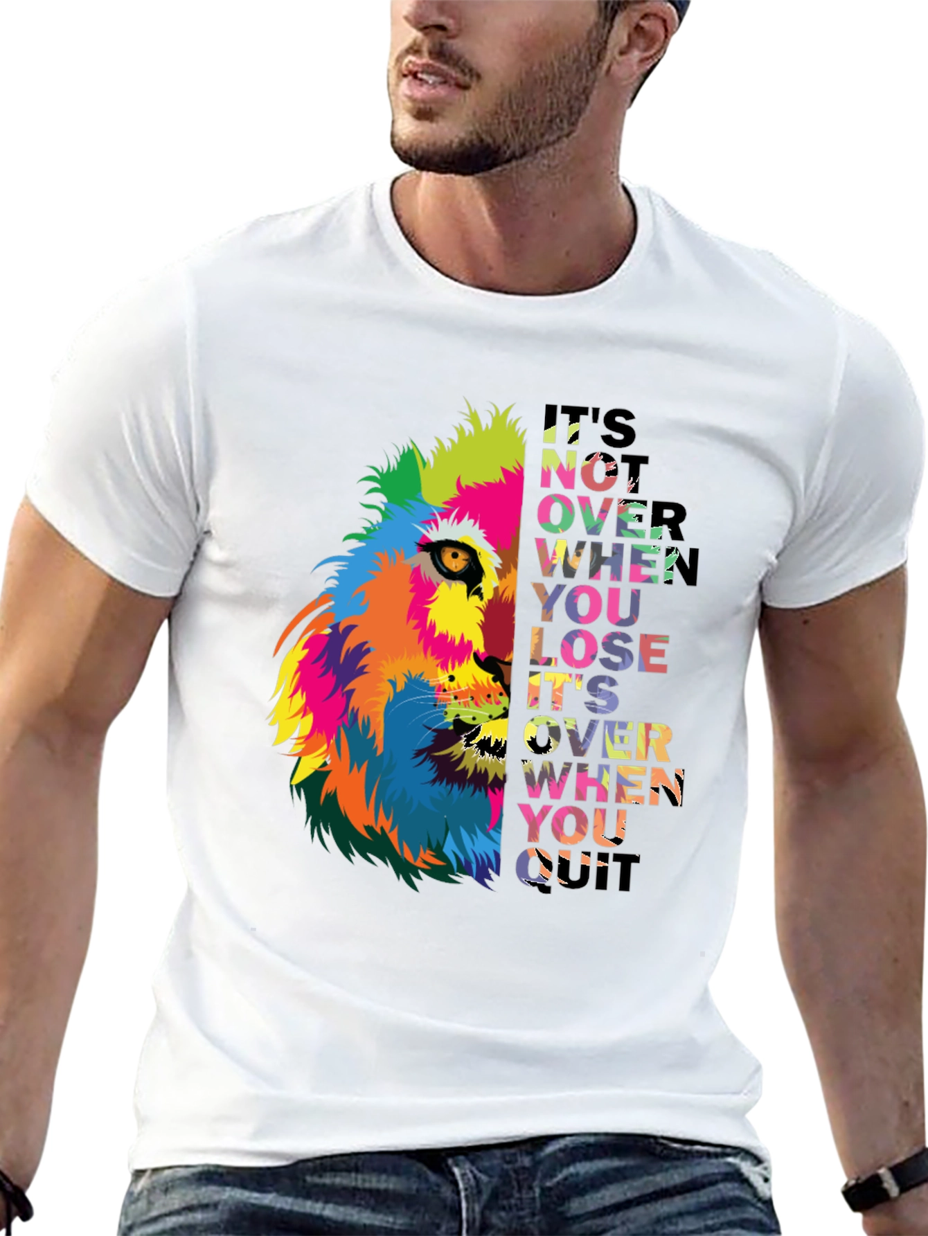 Motivational Lion Graphic Black T-Shirt