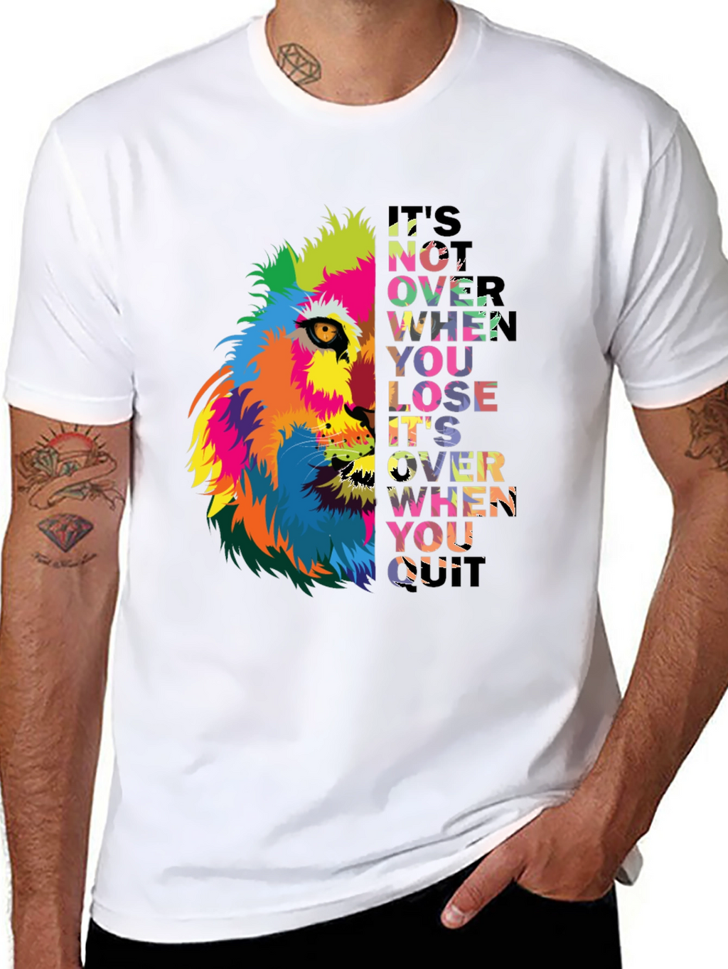 Motivational Lion Graphic Black T-Shirt