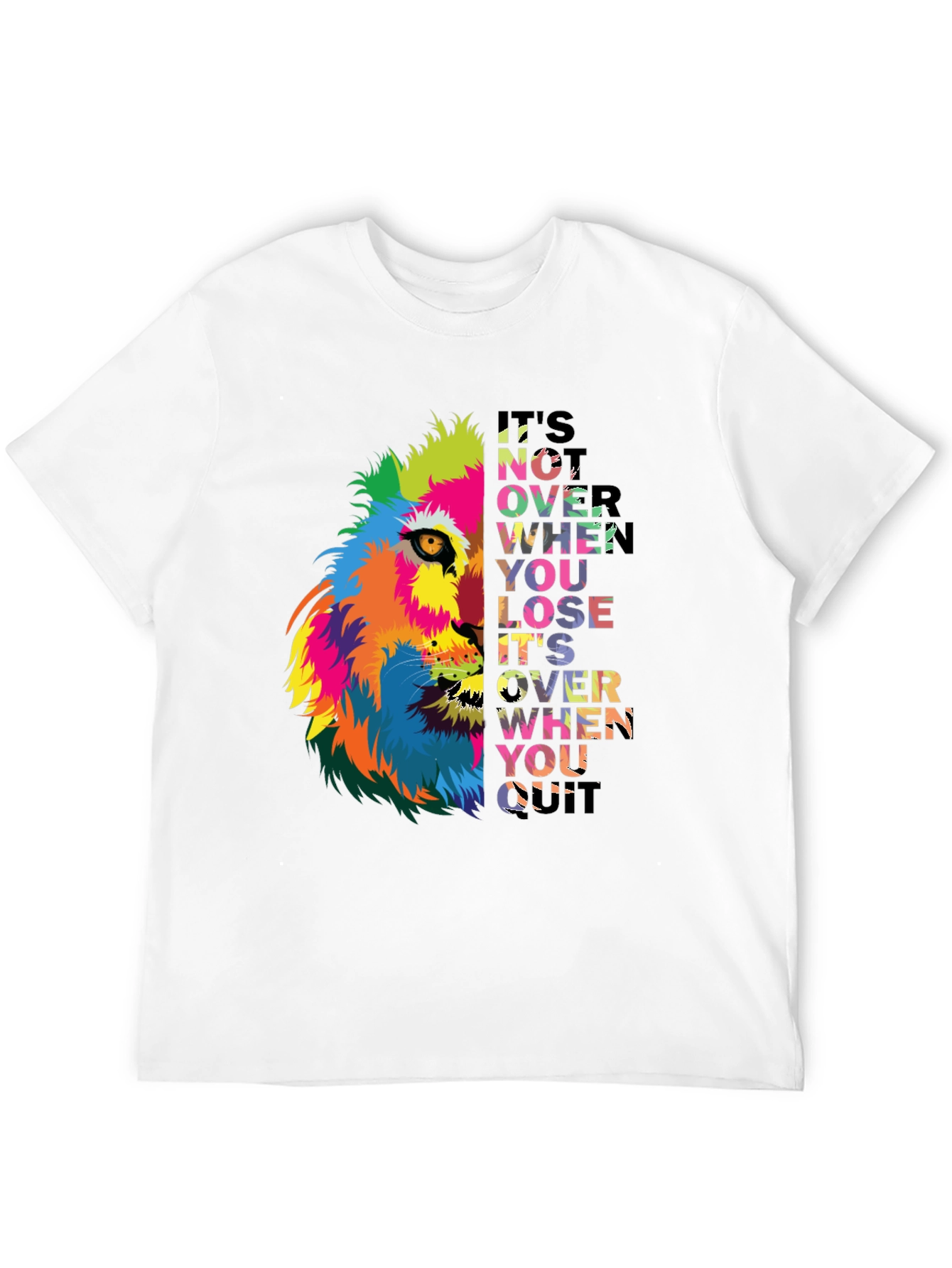 Motivational Lion Graphic Black T-Shirt