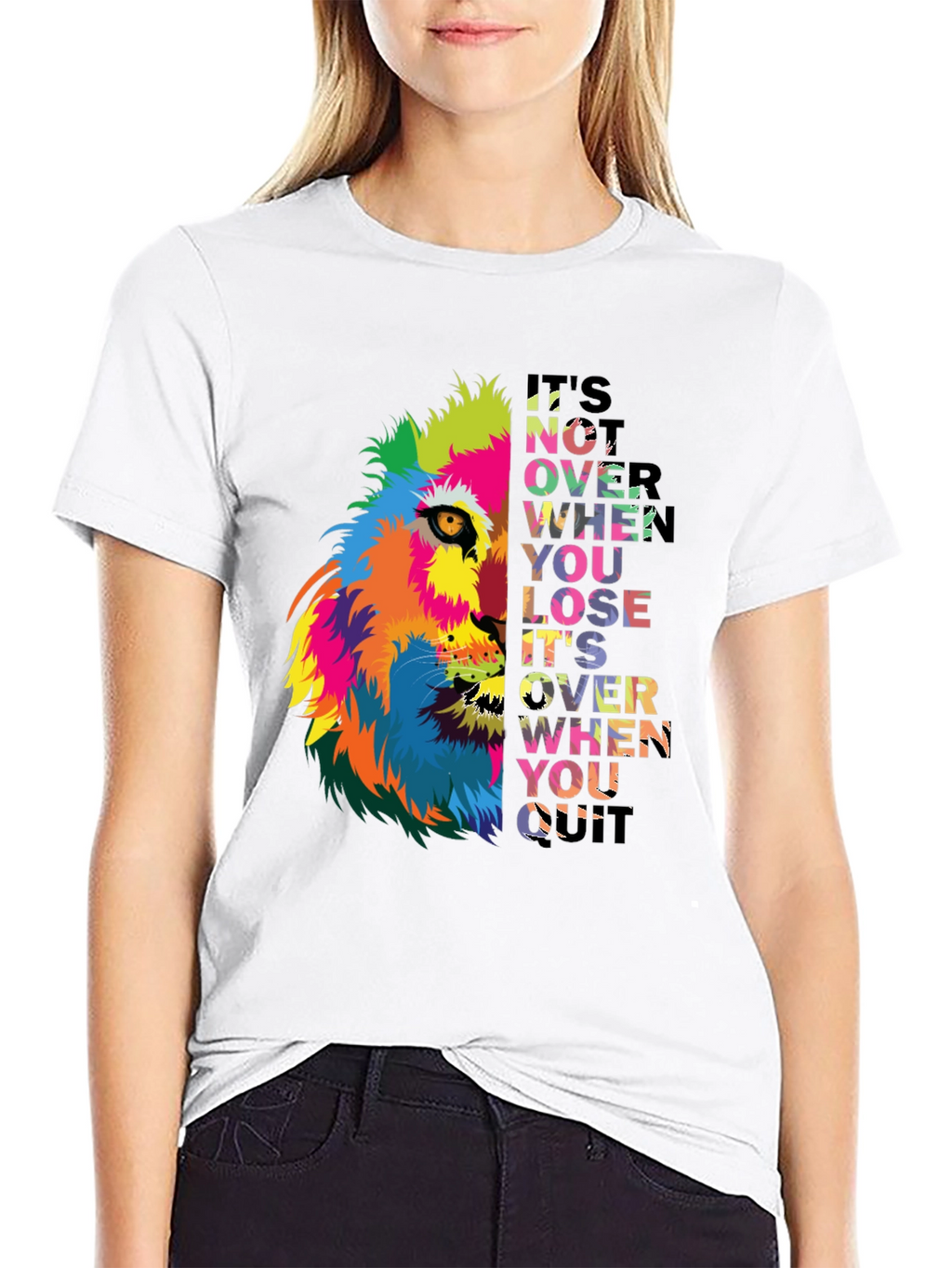 Motivational Lion Graphic Black T-Shirt