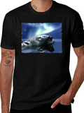 Polar Bear Northern Lights Graphic Tee - Black