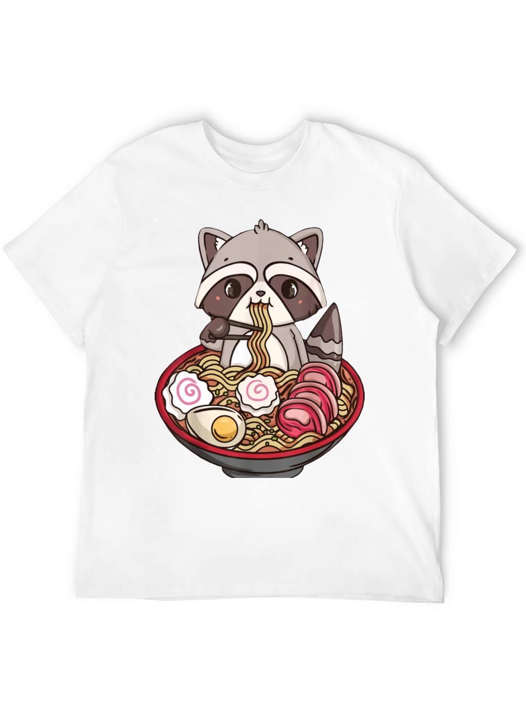 Ramen Raccoon Graphic T-Shirt - Black Cotton Tee