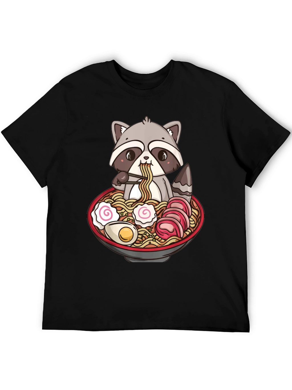 Ramen Raccoon Graphic T-Shirt - Black Cotton Tee