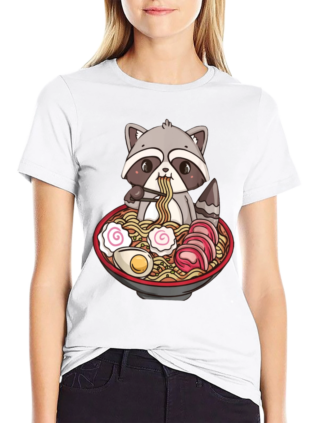 Ramen Raccoon Graphic T-Shirt - Black Cotton Tee