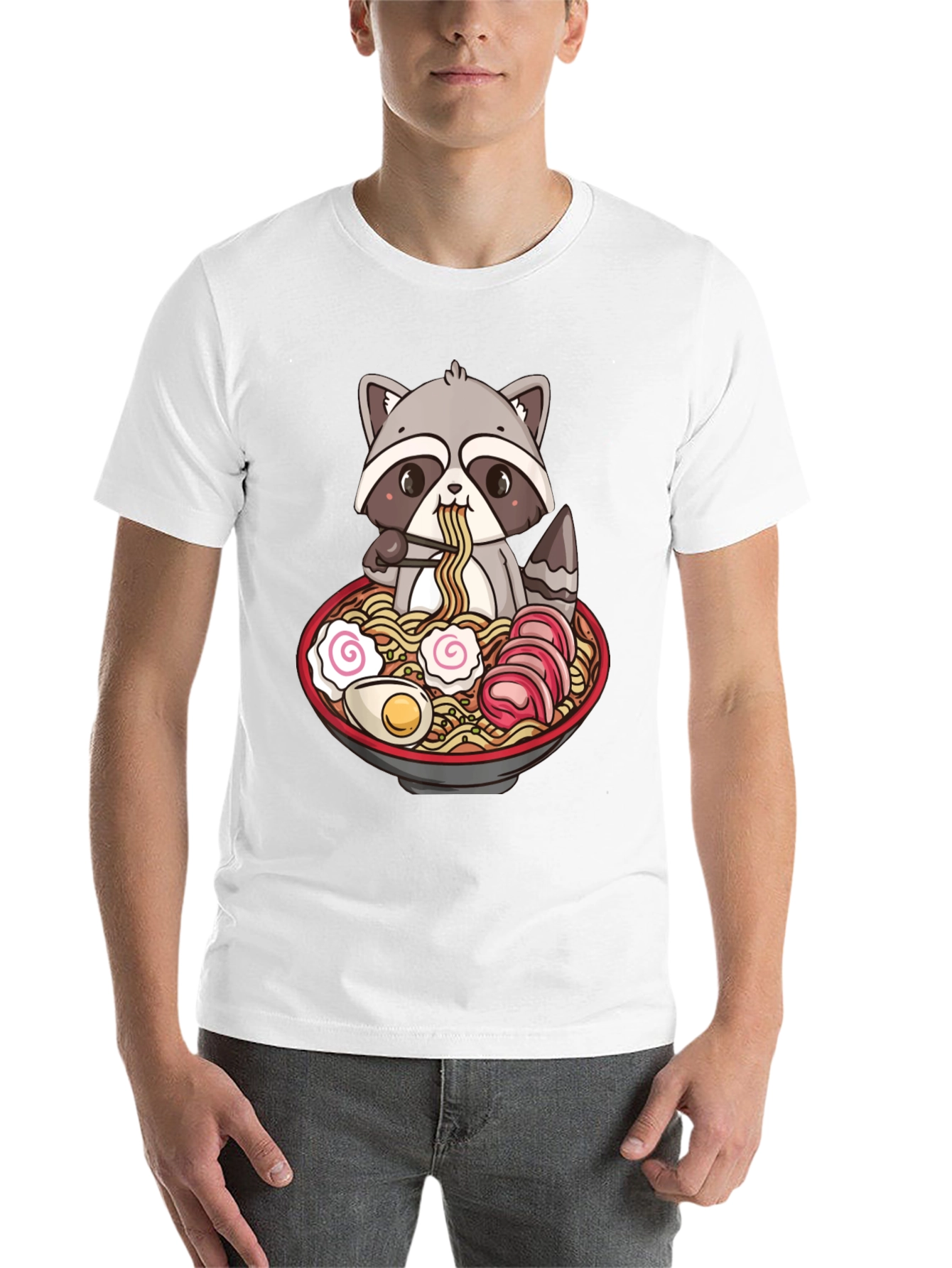 Ramen Raccoon Graphic T-Shirt - Black Cotton Tee