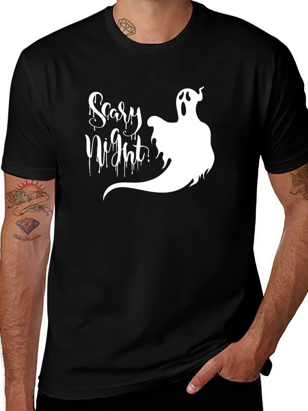 Scary Night Ghost Graphic T-Shirt - Halloween Tee