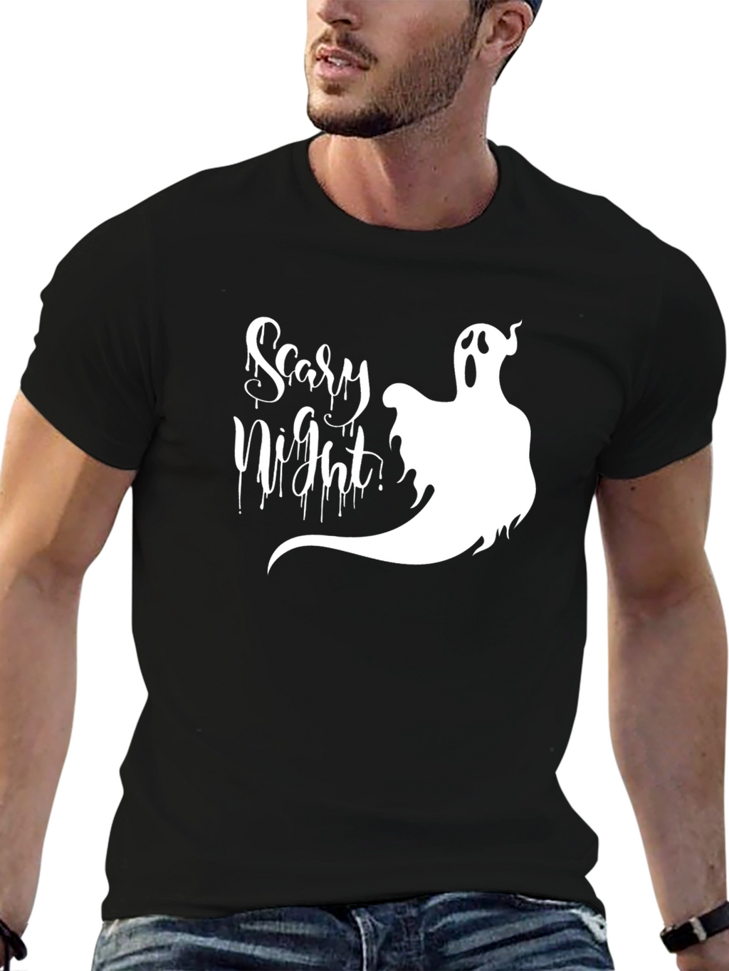 Scary Night Ghost Graphic T-Shirt - Halloween Tee