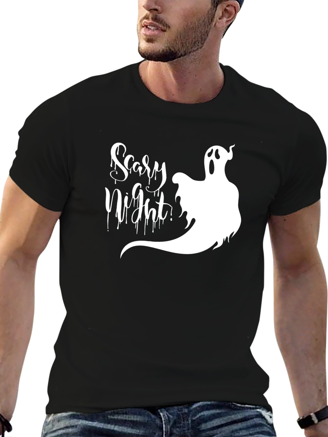 Scary Night Ghost Graphic T-Shirt - Halloween Tee