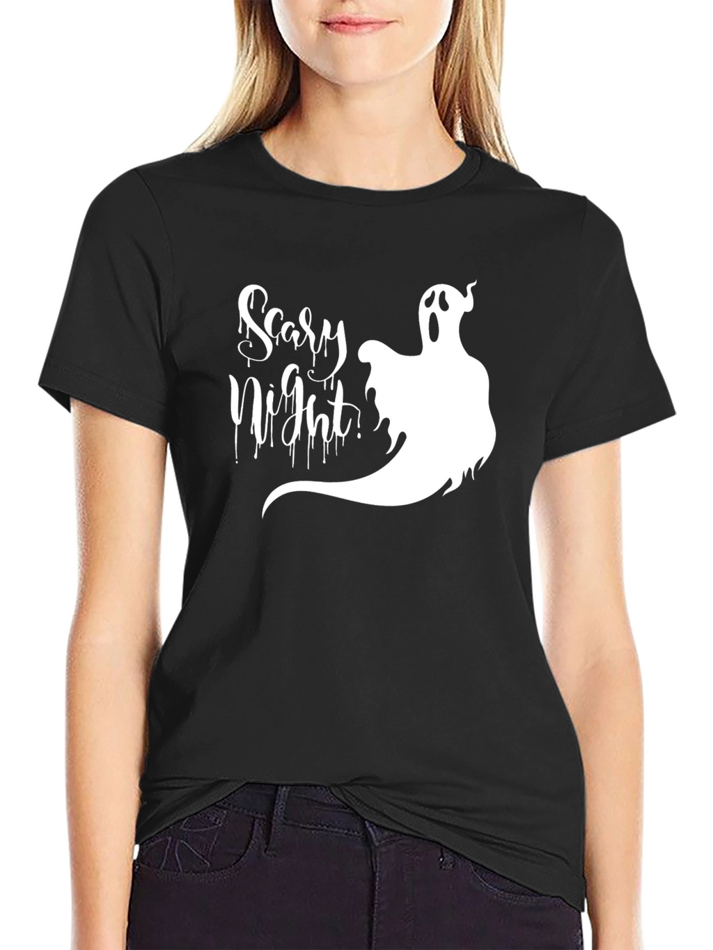 Scary Night Ghost Graphic T-Shirt - Halloween Tee