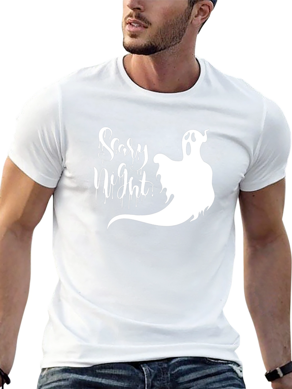 Scary Night Ghost Graphic T-Shirt - Halloween Tee