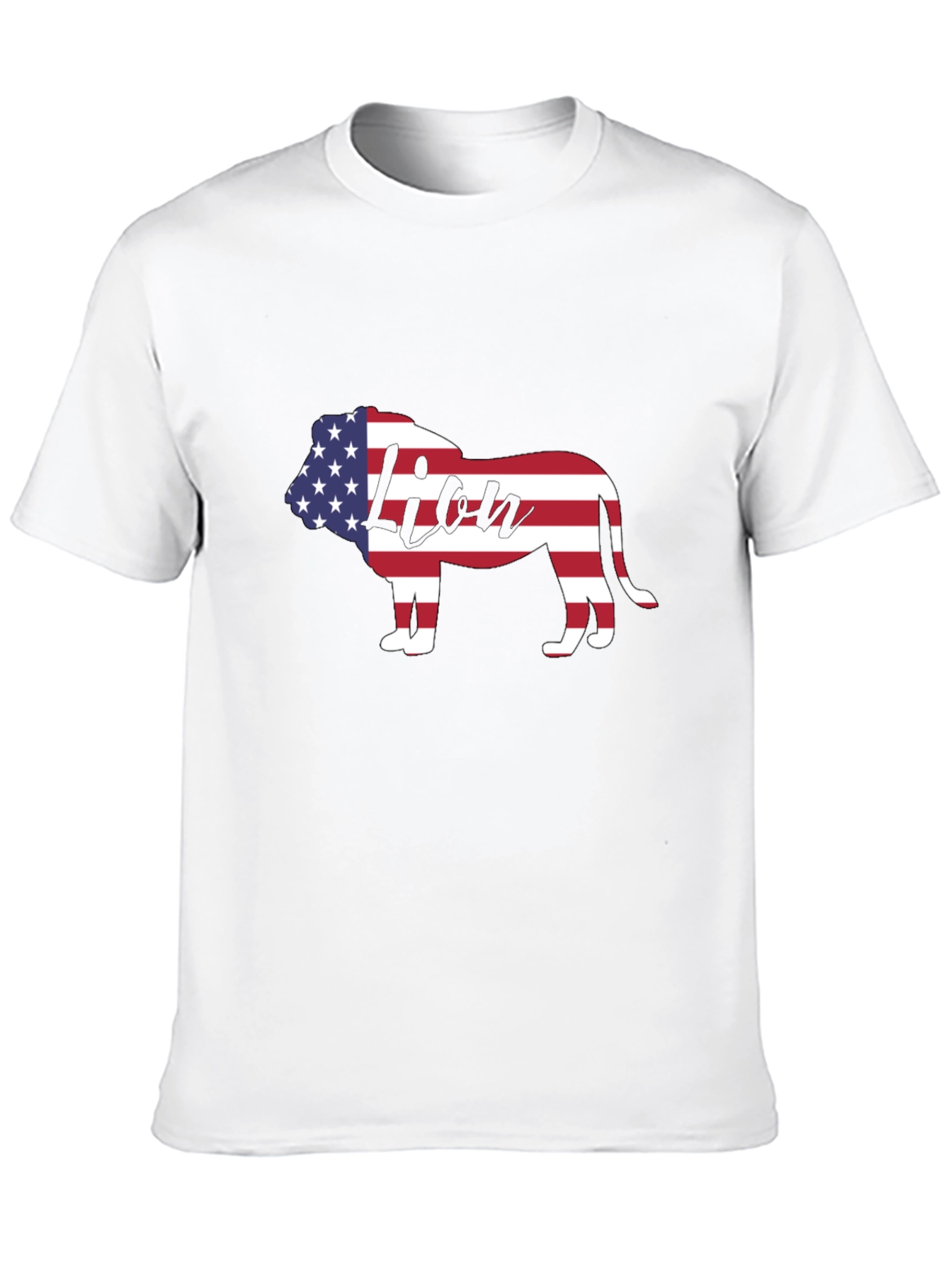 American Flag Lion Graphic T-Shirt