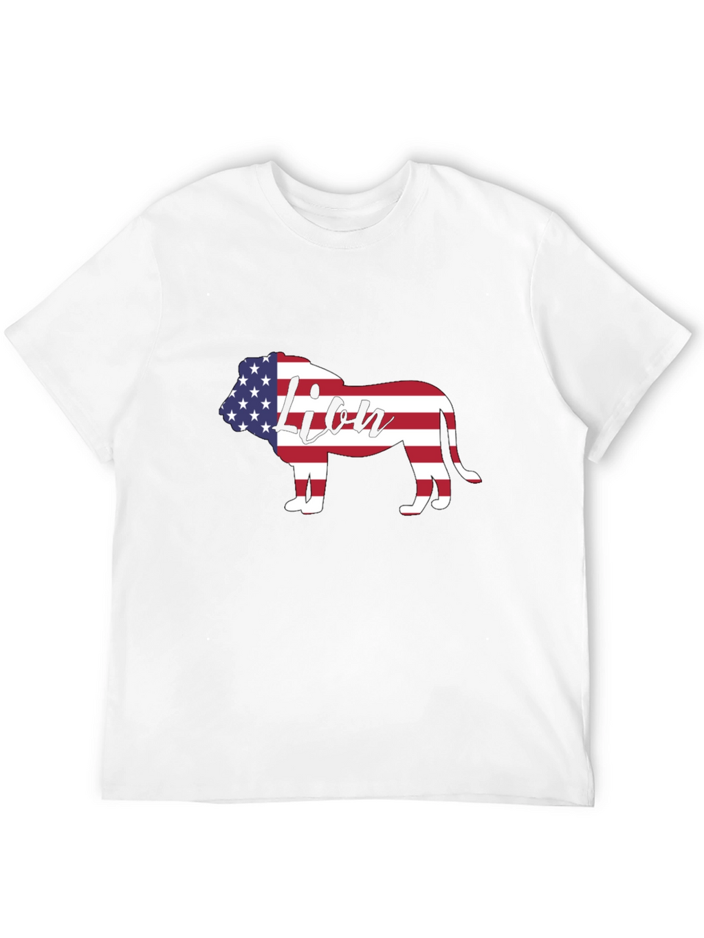 American Flag Lion Graphic T-Shirt