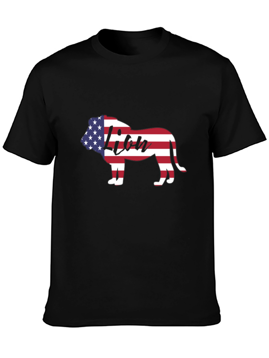 American Flag Lion Graphic T-Shirt