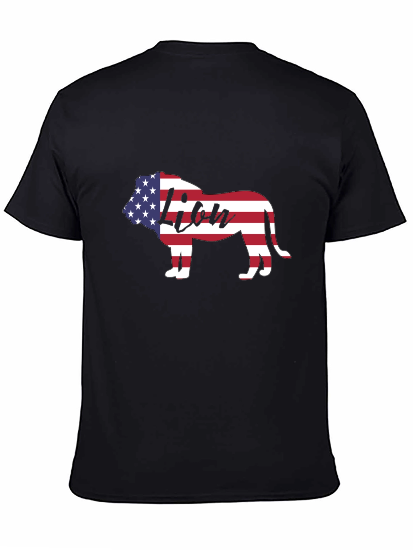 American Flag Lion Graphic T-Shirt