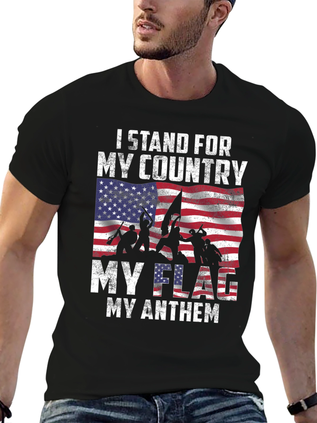 Patriotic Graphic T-Shirt - I Stand For My Country Flag