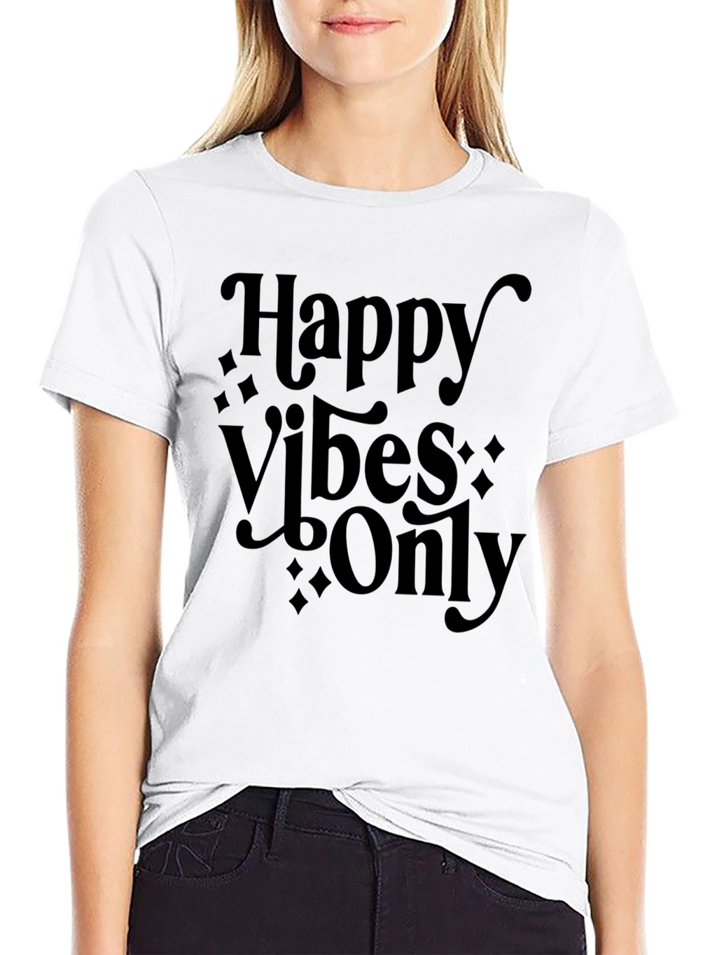 Happy Vibes Only Black Graphic Tee