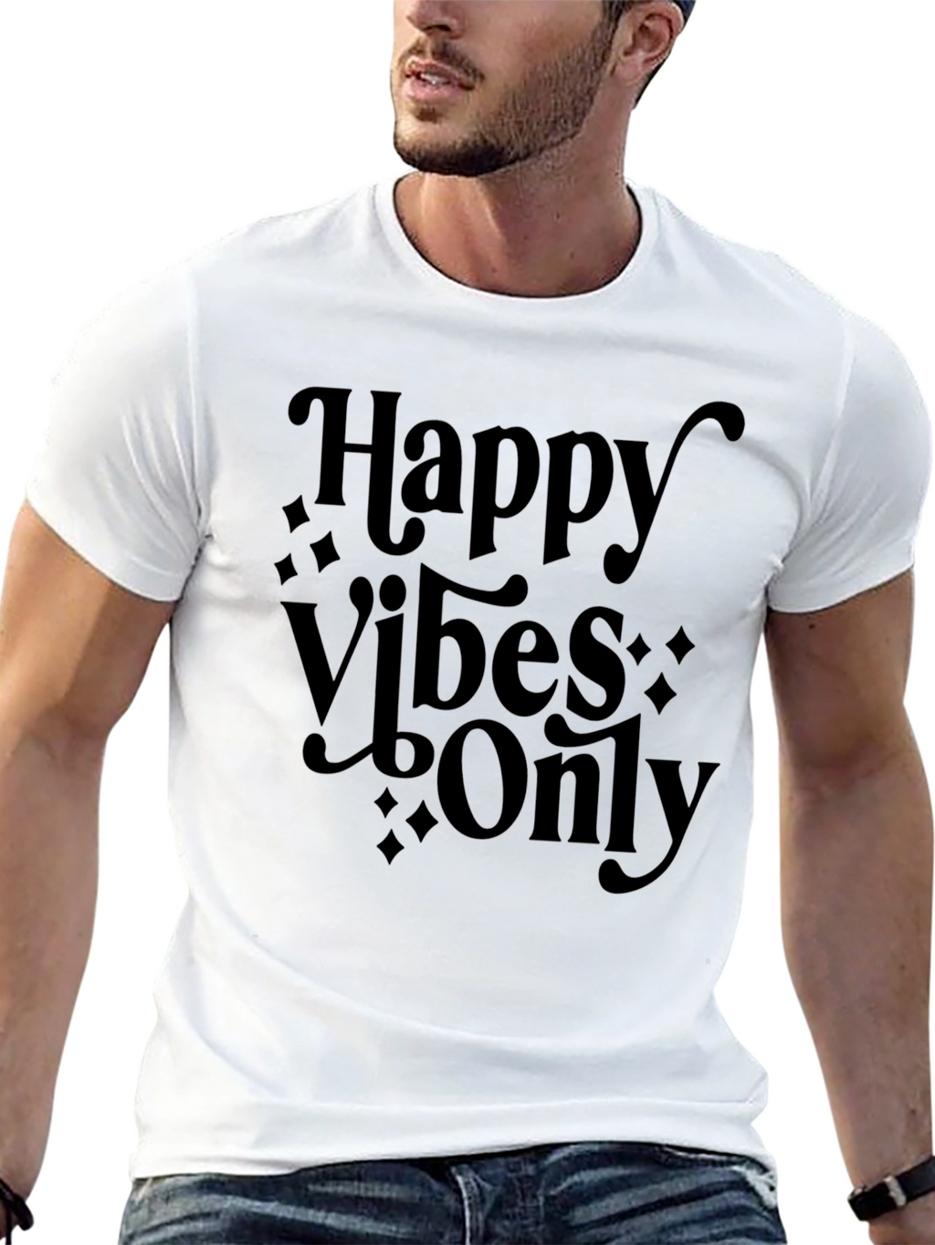 Happy Vibes Only Black Graphic Tee