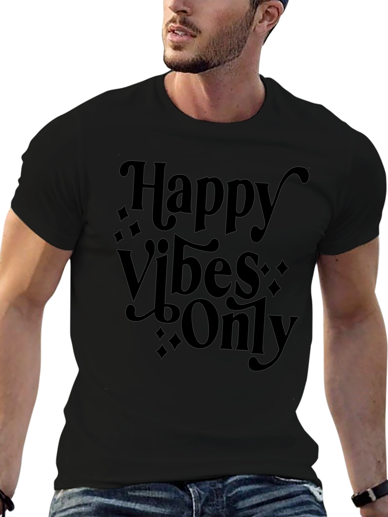 Happy Vibes Only Black Graphic Tee