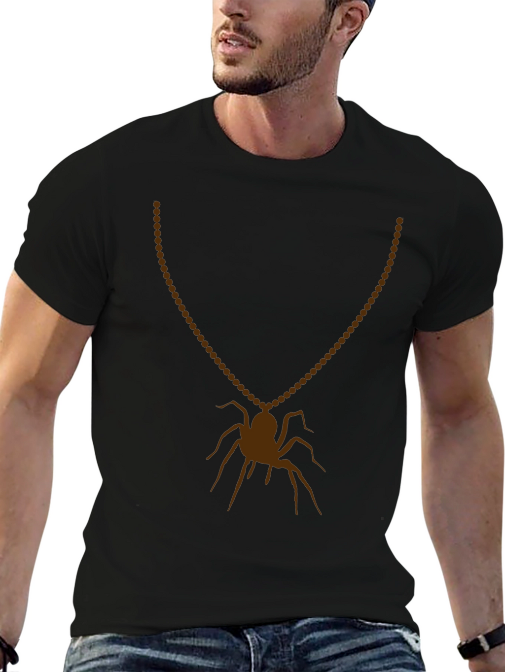 Spider Necklace Graphic Tee - Mens Black T-Shirt