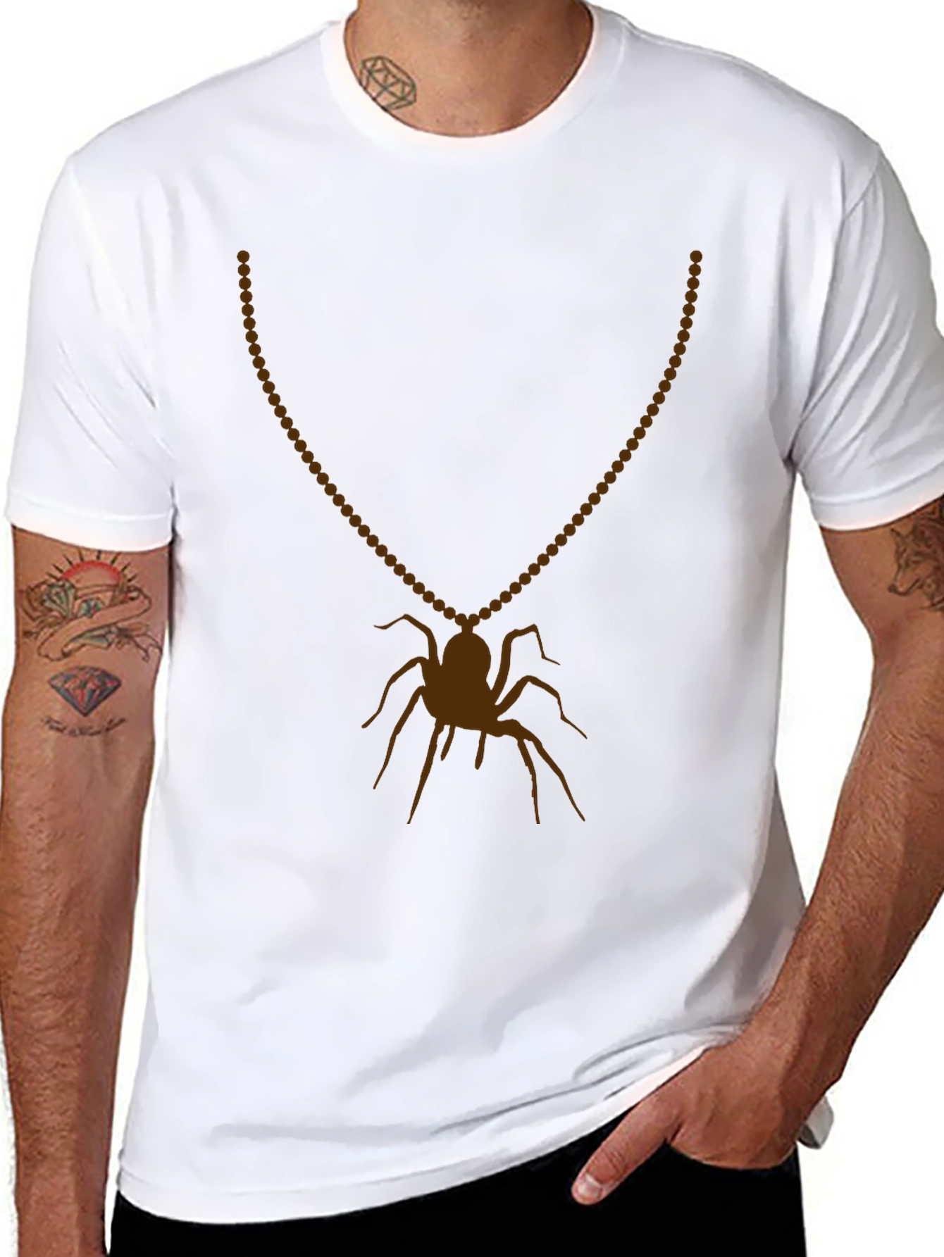 Spider Necklace Graphic Tee - Mens Black T-Shirt