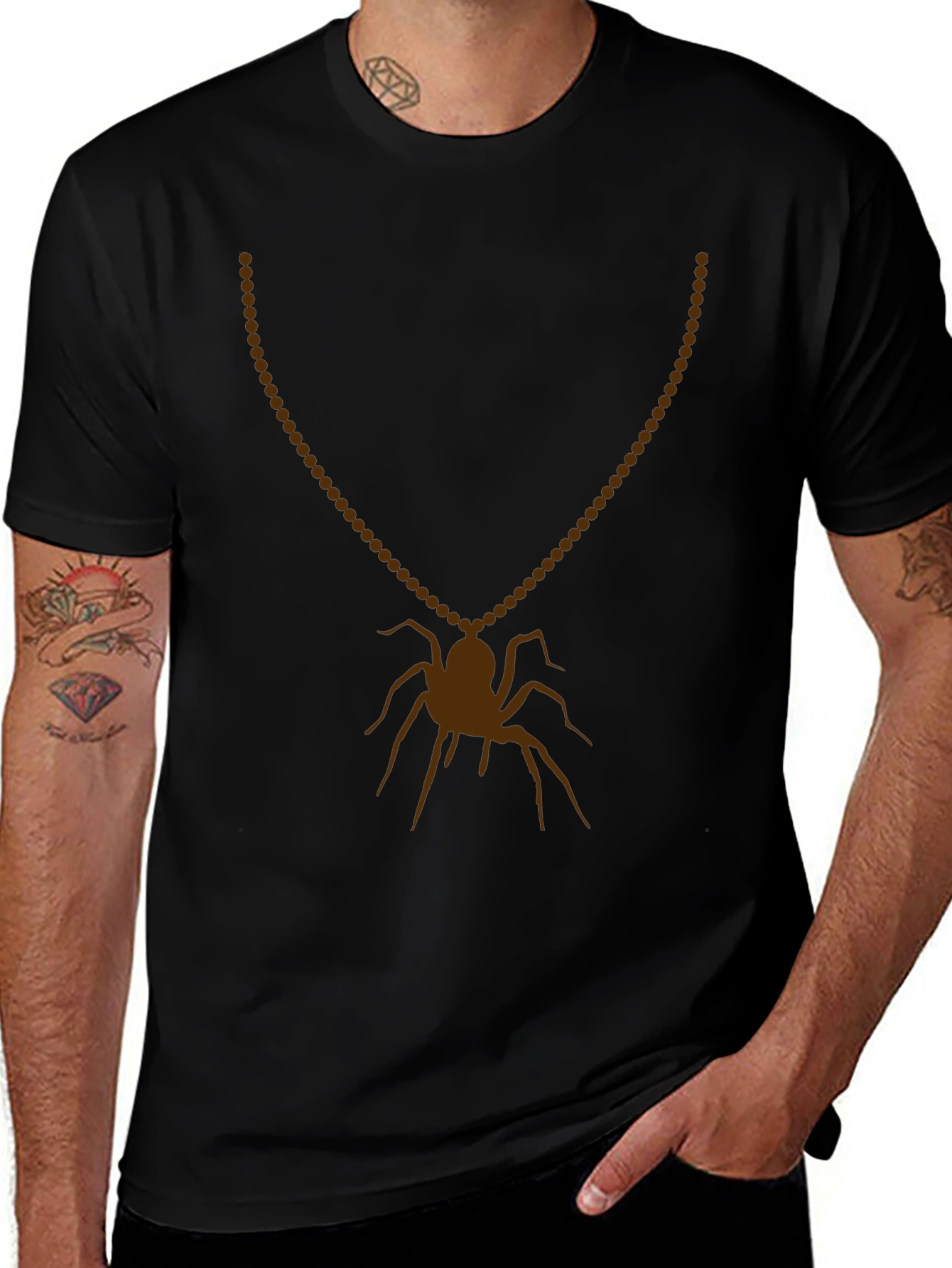 Spider Necklace Graphic Tee - Mens Black T-Shirt