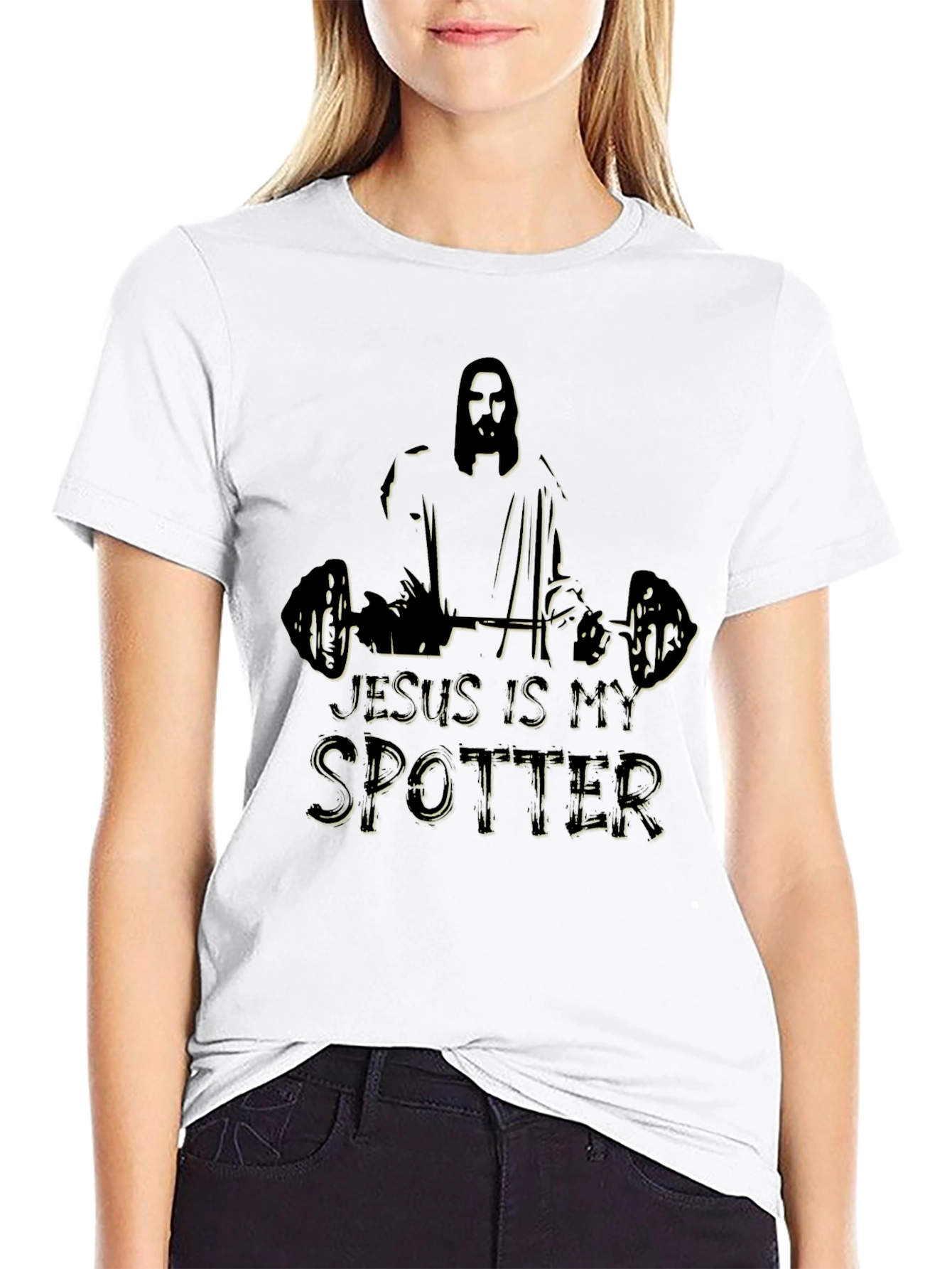 Jesus is My Spotter Black Graphic Tee