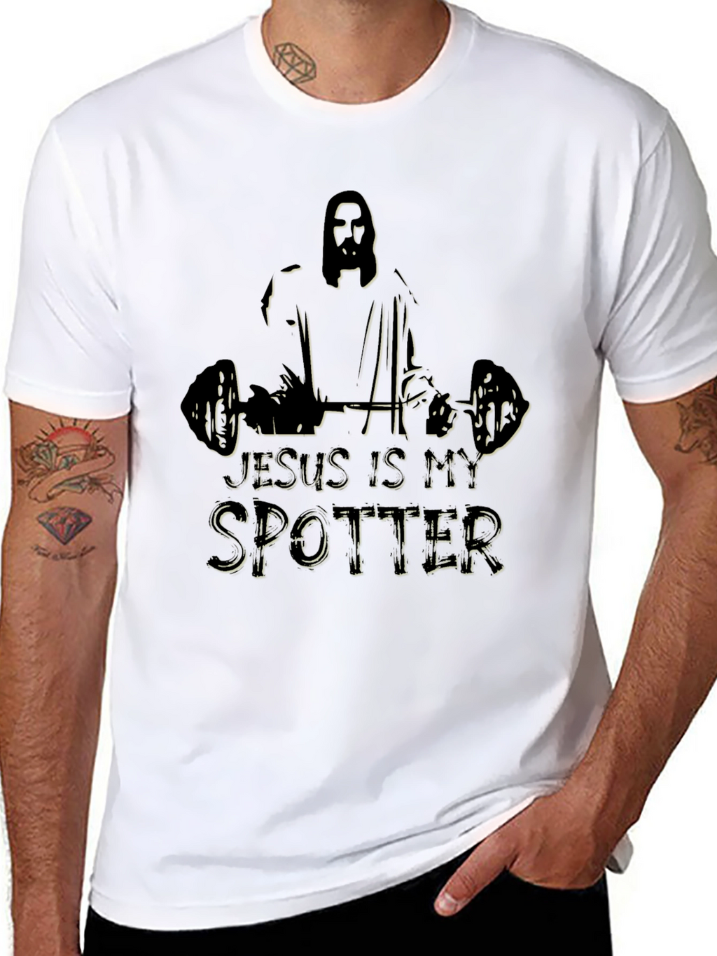 Jesus is My Spotter Black Graphic Tee
