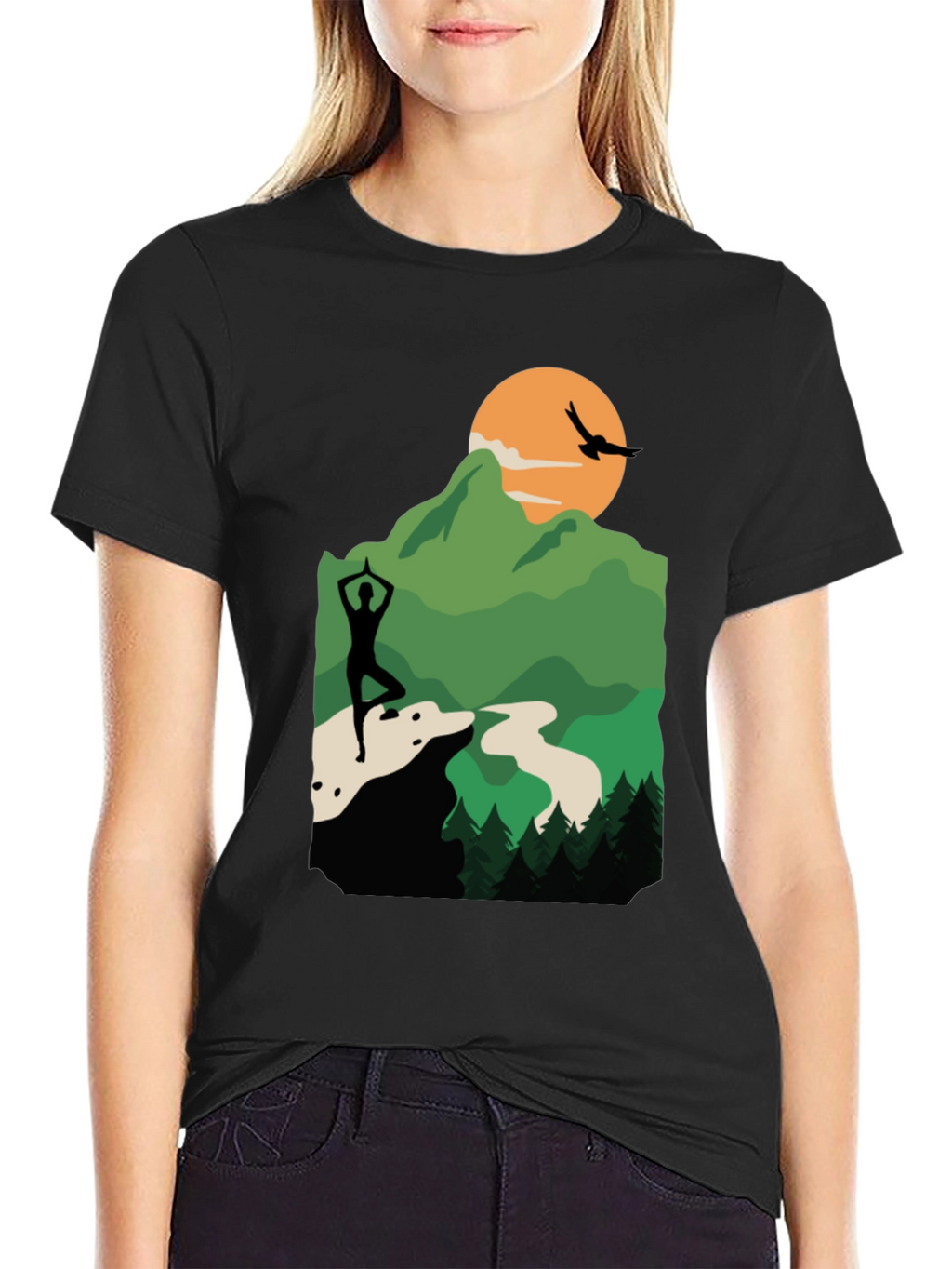 Nature Yoga Silhouette Graphic Tee