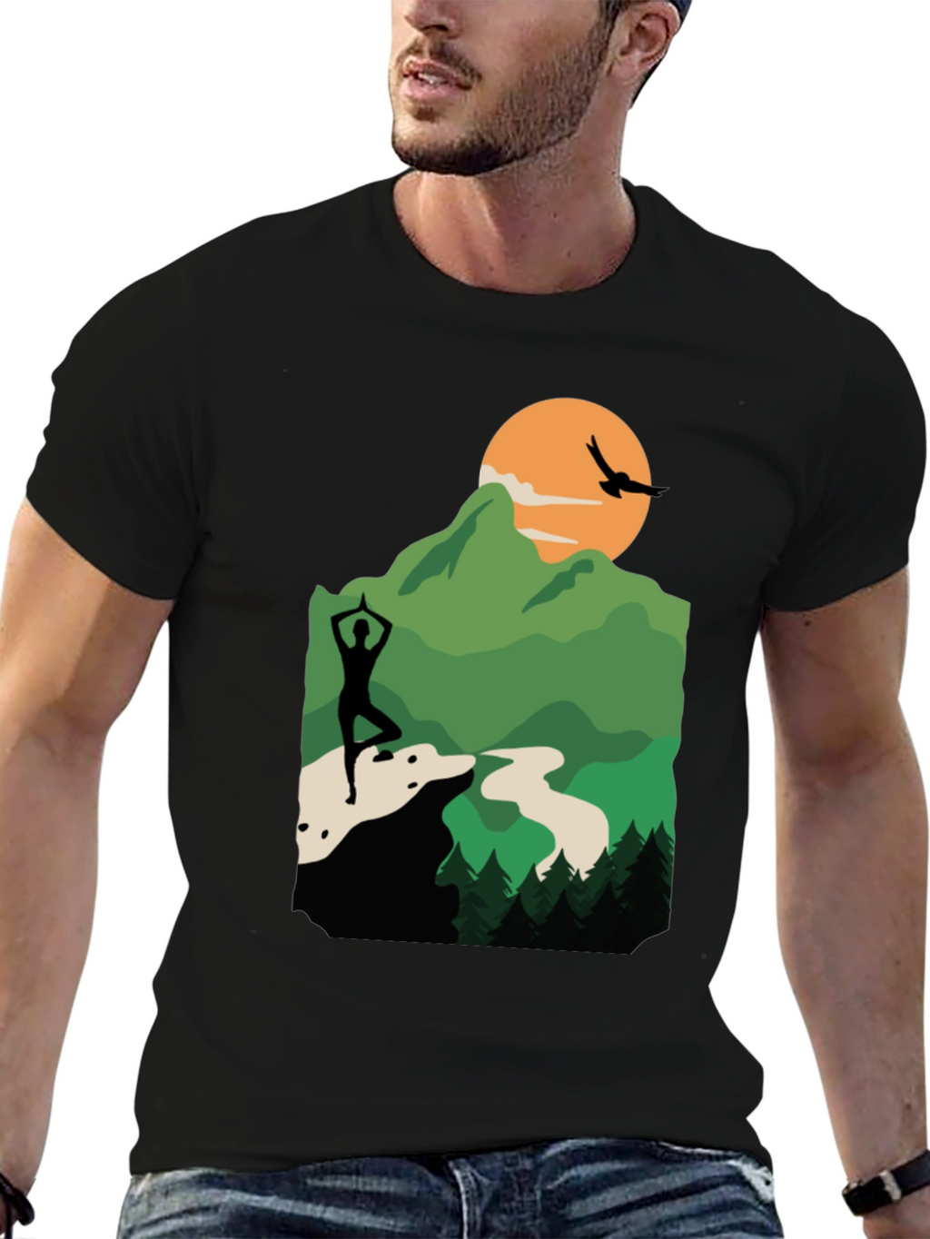 Nature Yoga Silhouette Graphic Tee