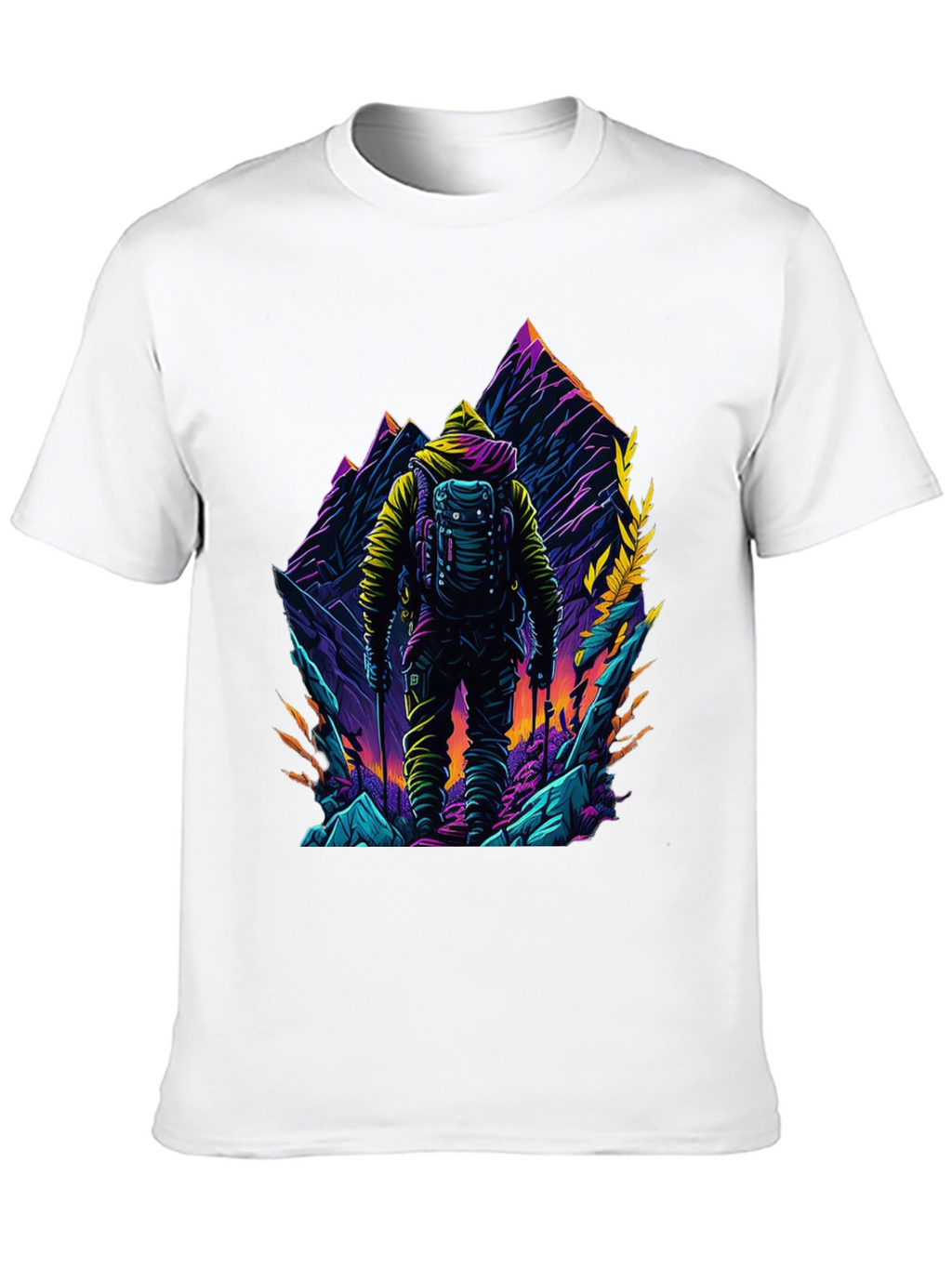 Hiker Mountain Graphic Black T-Shirt