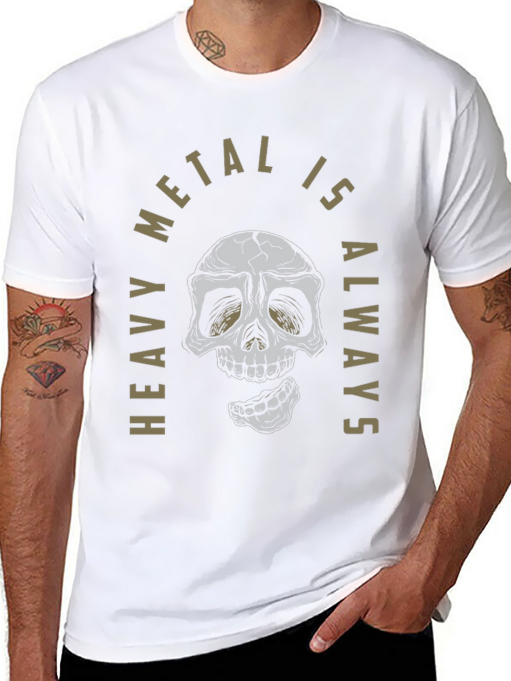 Heavy Metal Skull Graphic T-Shirt