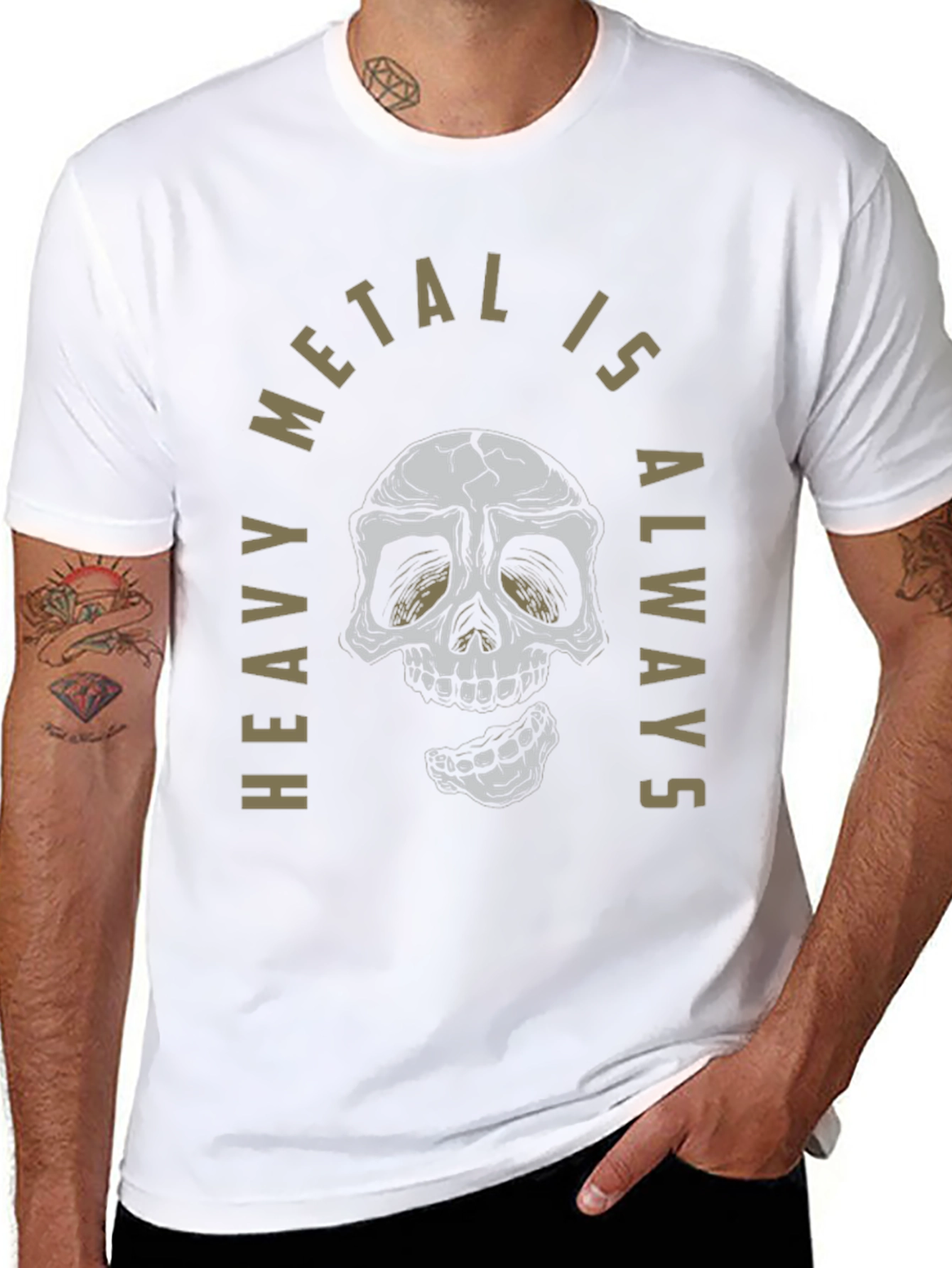 Heavy Metal Skull Graphic T-Shirt