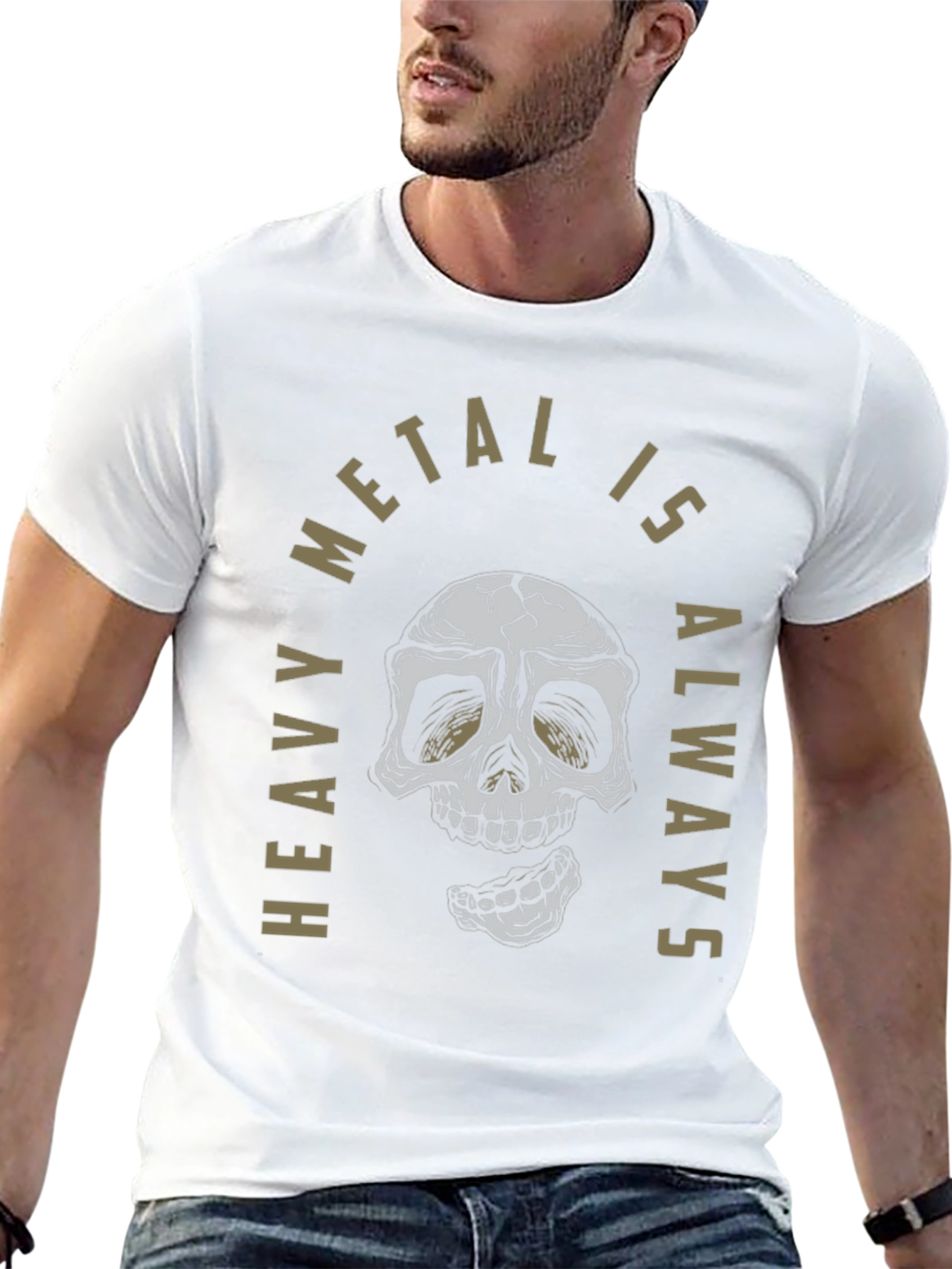 Heavy Metal Skull Graphic T-Shirt