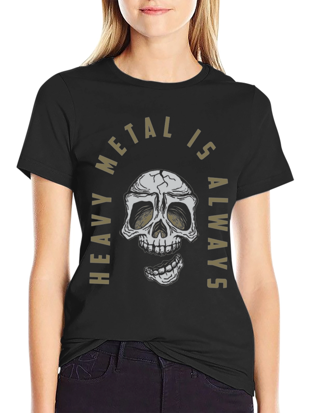 Heavy Metal Skull Graphic T-Shirt