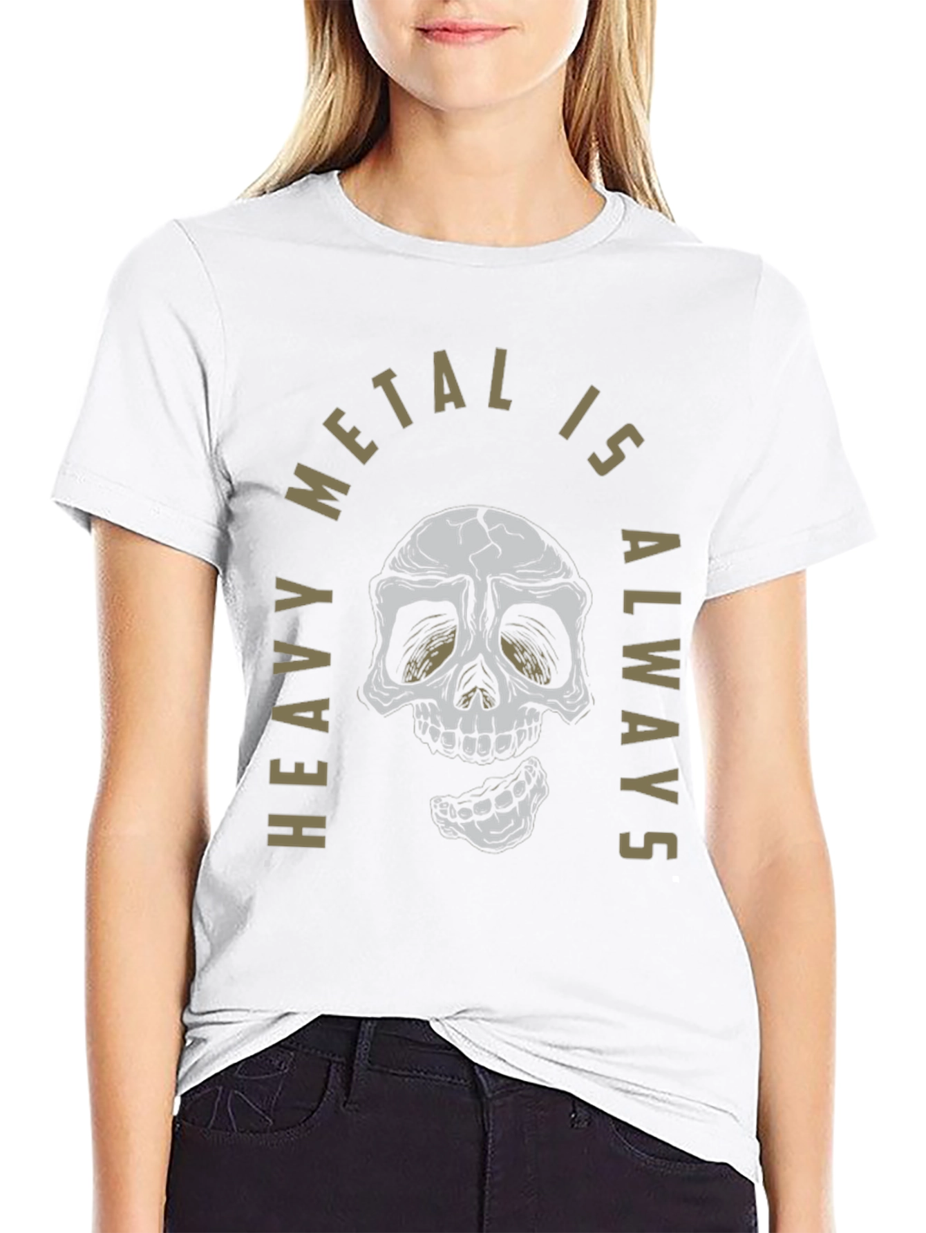 Heavy Metal Skull Graphic T-Shirt