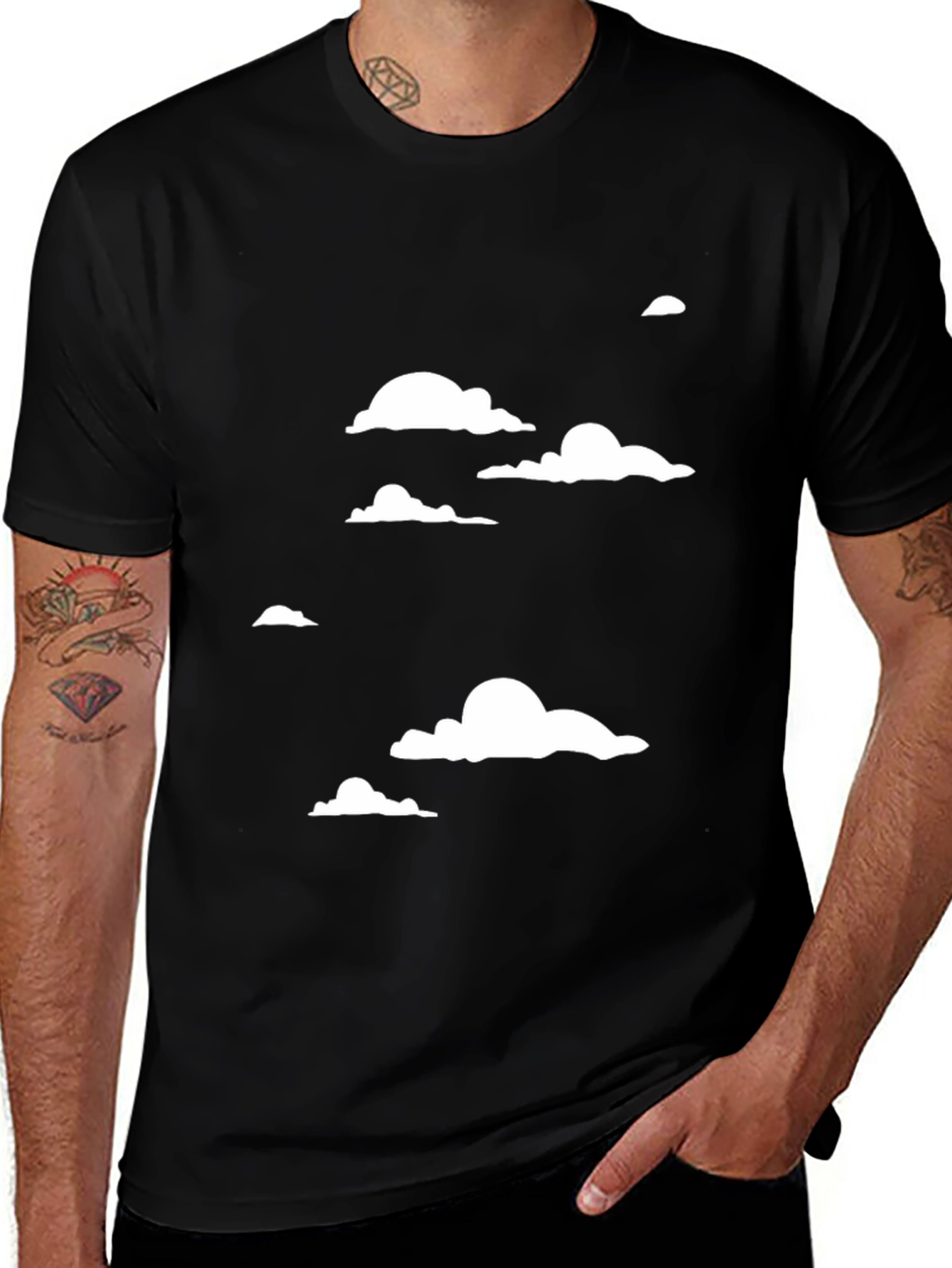 Cloudscape Graphic Tee - Black Cotton T-Shirt