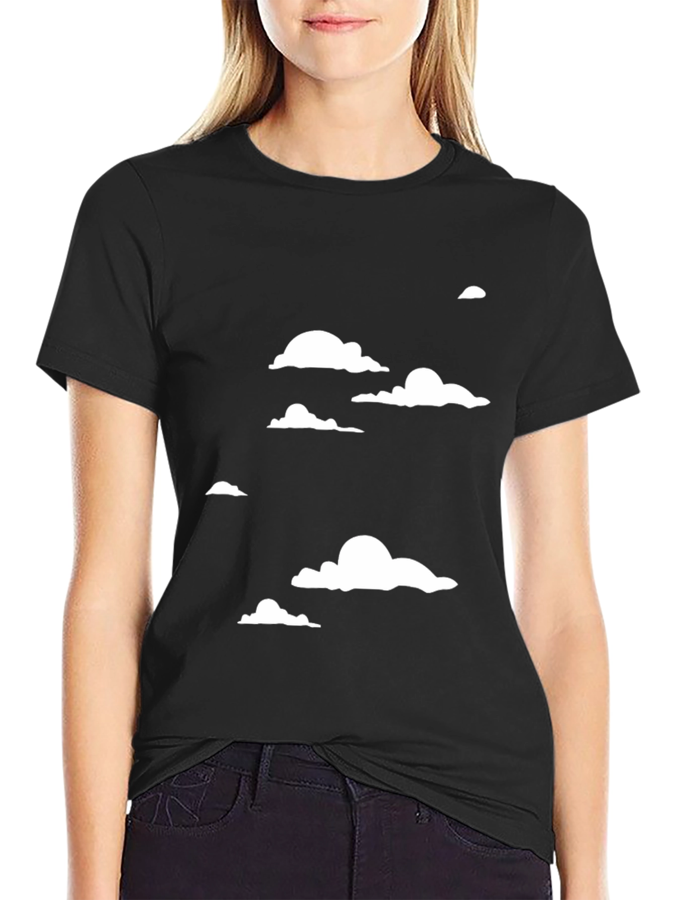 Cloudscape Graphic Tee - Black Cotton T-Shirt