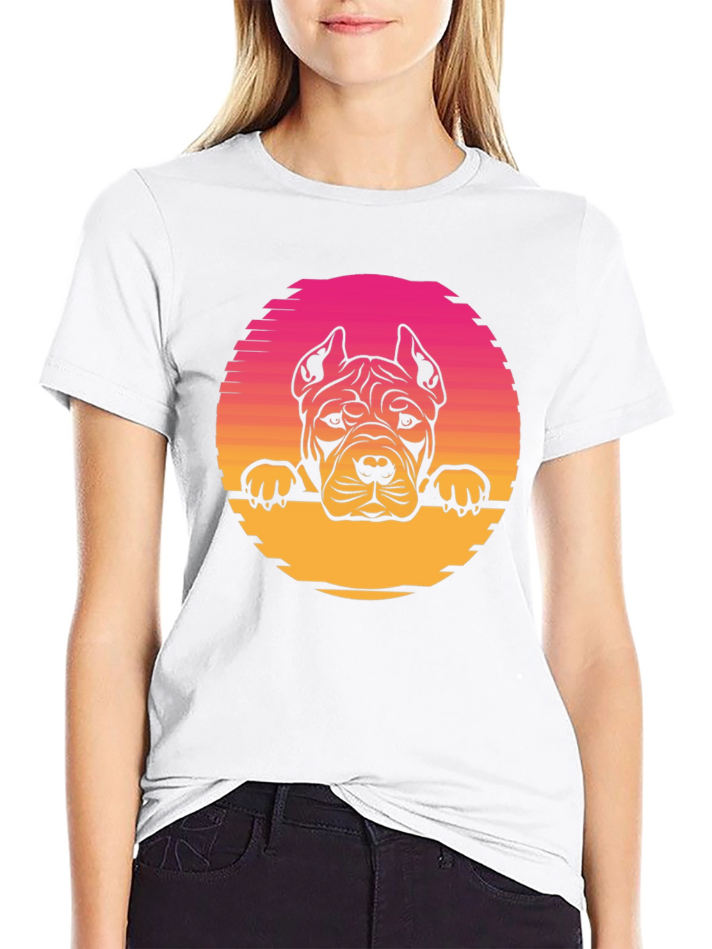 Pitbull Sunset Graphic Tee - Retro Dog Lover T-Shirt