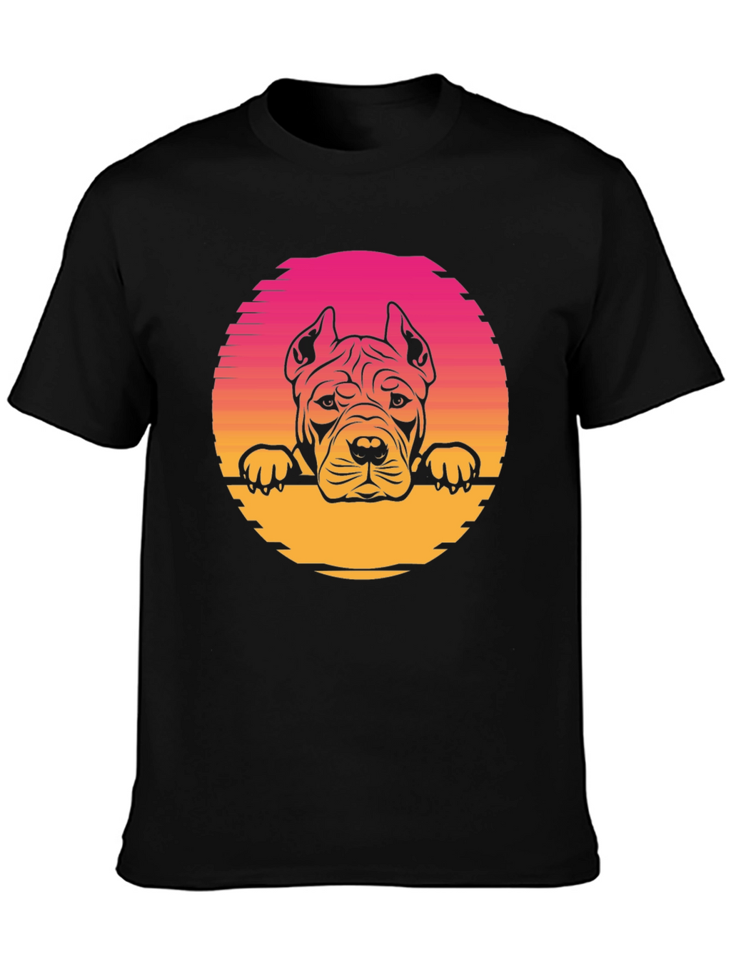 Pitbull Sunset Graphic Tee - Retro Dog Lover T-Shirt
