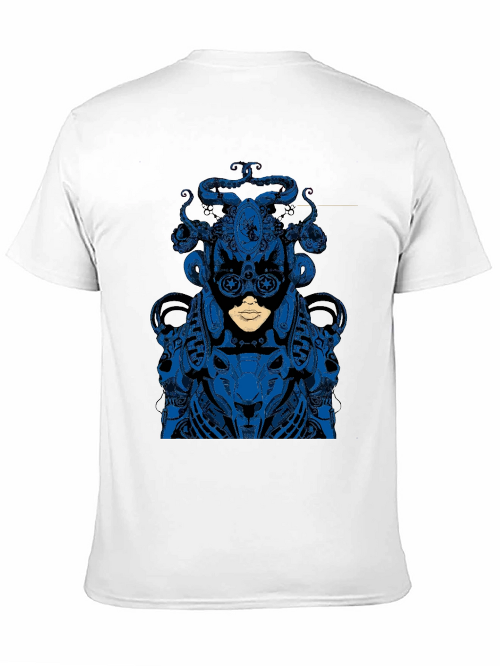 Blue Steampunk Robot Graphic Black Tee