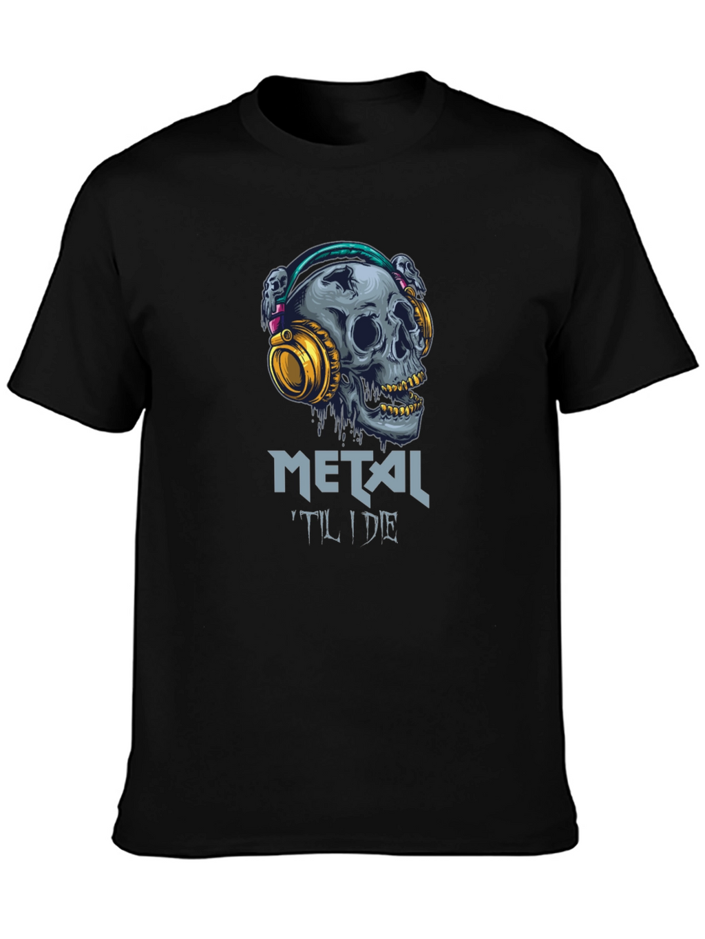 Metal Til I Die Skull Graphic T-Shirt